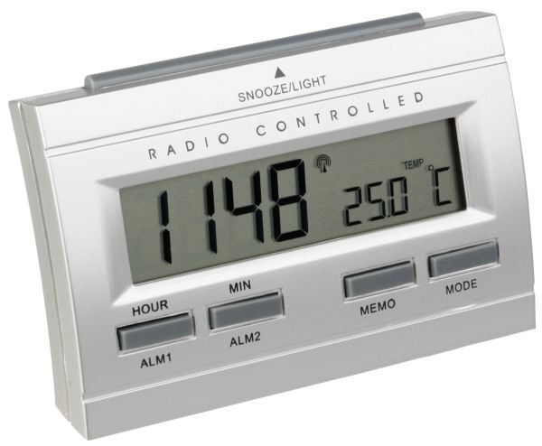 Technoline WT87, Digital vekkerklokke, Rektangel, Sølv, 12/24h, °C, LCD