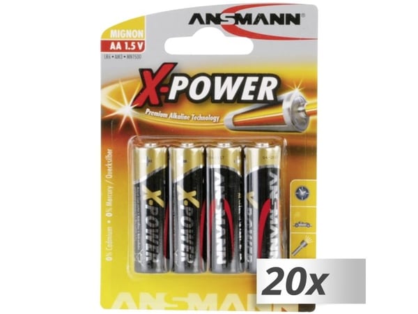 Ansmann 5015663, Engangsbatteri, AA, Alkalinsk, 1,5 V, 20 stykker, 14,5 mm