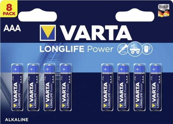 Varta High Energy AAA, Engangsbatteri, Alkalinsk, 1,5 V, 8 stykker, Blå, Sølv, AAA