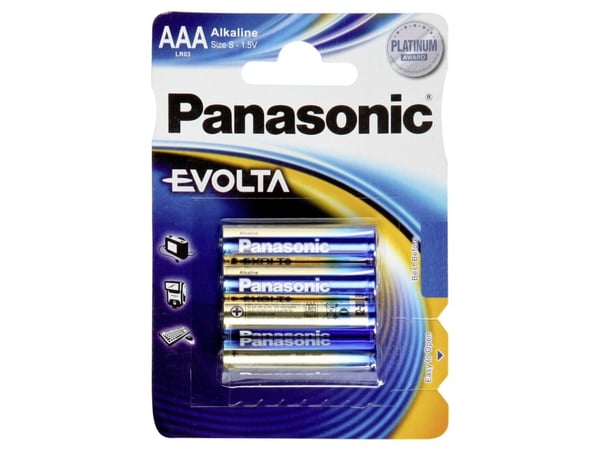 Panasonic LR03 4-BL EVOLTA, Kertakäyttöinen akku, AAA, Alkali, 1,5 V, 4 kpl, Sininen