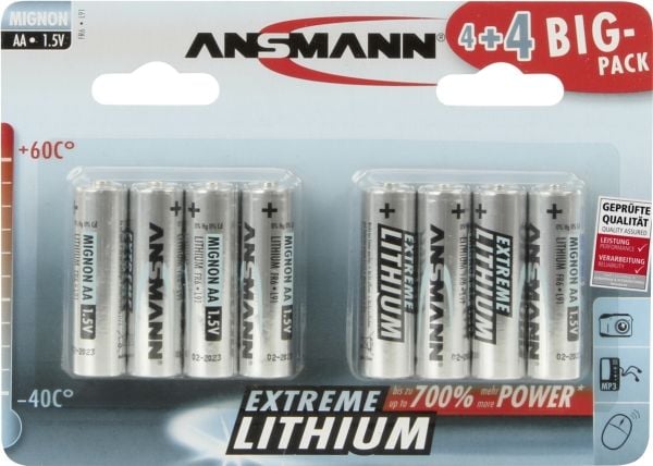 ANSMANN Extreme Lithium AA - Batteri 8 x AA typ - Li