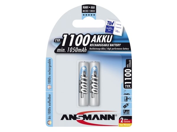 ANSMANN Micro - Akku 2 x AAA - NiMH - (ladattava) - 1100 mAh