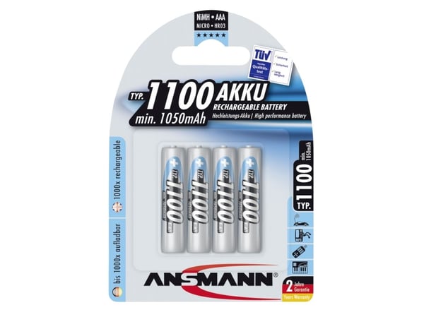 ANSMANN Micro - Batteri 4 x AAA - NiMH - (oppladbart) - 1100 mAh