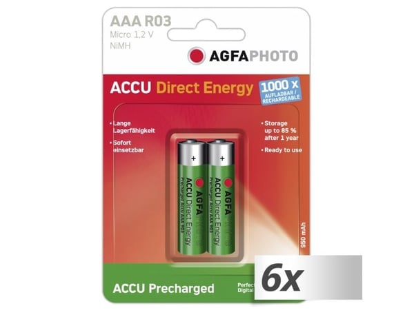 AgfaPhoto Direct Energy - Batteri 2 x AAA - NiMH - (ladbare) - 950 mAh