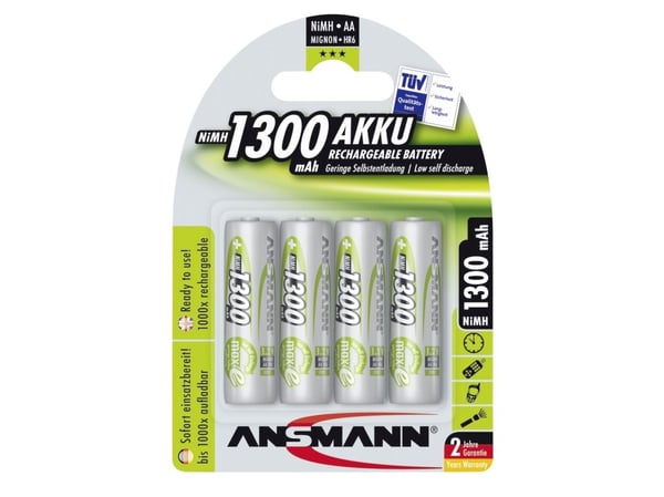ANSMANN - Batteri 4 x AA type - NiMH - (oppladbart) - 1300 mAh