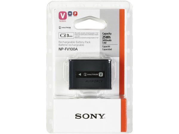 Sony NP-FV100A - Akku - Li-Ion - 3410 mAh - Sony HXR-MC88; Handycam FDR-AX43, AX45, AX60, AX700; NXCAM HXR-NX80; XDCAM PXW-Z90 - Sony HXR-MC88; Han...