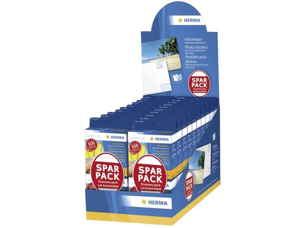 HERMA fotoliming i sparpakke, displayer én side ferdiglimt, én side med beskyttelsespapir – 20 stk (9370)