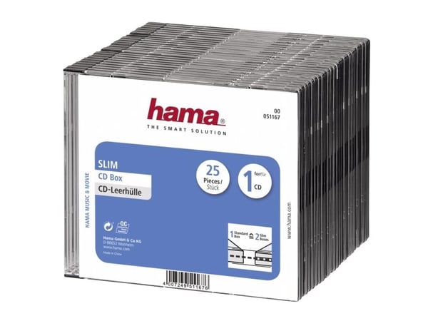 Hama - Tynn CD-oppbevaringseske - svart (en pakke 25)