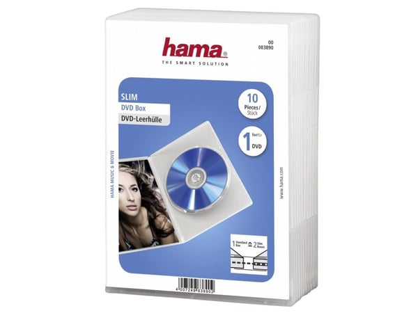 Hama - Tunt genomskinligt lagringsfodral för CD/DVD - kapacitet: 1 CD - transparent (paket om 10)