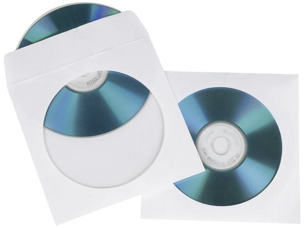 Hama CD Paper Sleeves, white, 100 pcs/Pack, 1 levyt, Valkoinen, Paperi, 190 mm, 135 mm, 45 mm