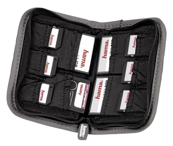 Hama Multi Card Case Mini - Eske for minnekort - 10 minnekort - nylon - grå, svart