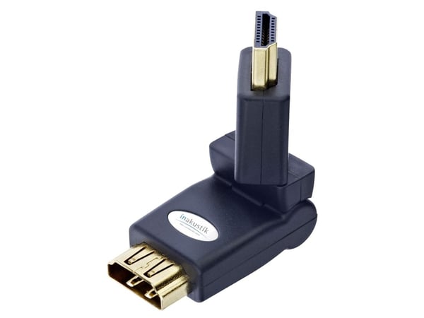 in-akustik Premium HDMI Angle Adapter 360 - HDMI-sovitin - HDMI han til HDMI hun - sort - 180° roterende stikforbindelse