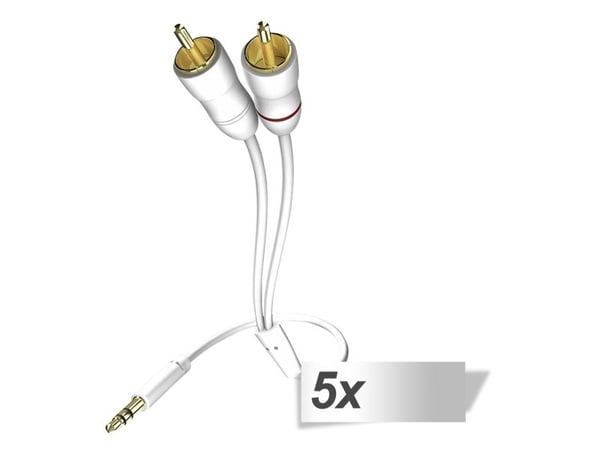 in-akustik Star MP3 Audio Cable - Audioadapter - mini-phone stereo 3.5 mm hann til RCA hann - 0.5 m - skjermet - hvit