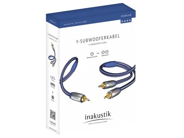 in-akustik Premium Audio - Lydkabel - RCA hann til RCA x 2 hann - 2 m - dobbeltisolert - blå, sølv