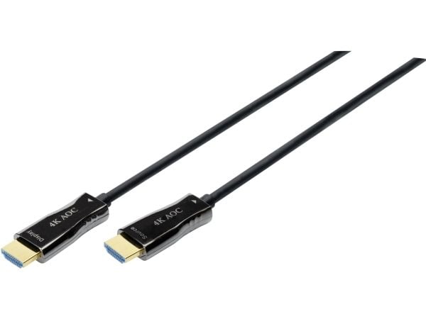 DIGITUS - Premium High Speed - HDMI-kabel med Ethernet - HDMI hann til HDMI hann - 10 m - dobbeltisolert - svart - 4K-støtte, aktiv optisk hybridkabel