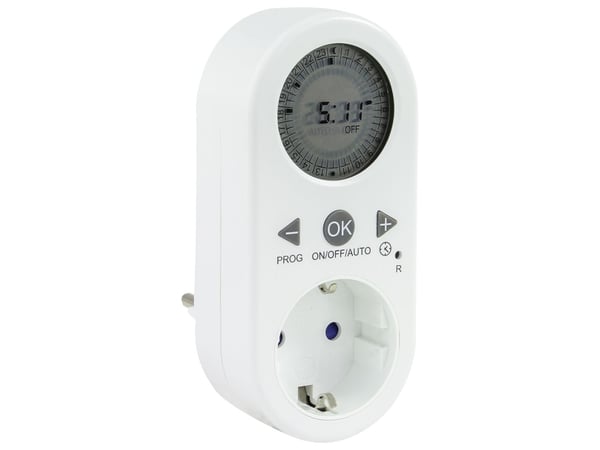 REV 0025030102, Daglig timer, Vit, Digital, LCD, Knappar, Plast