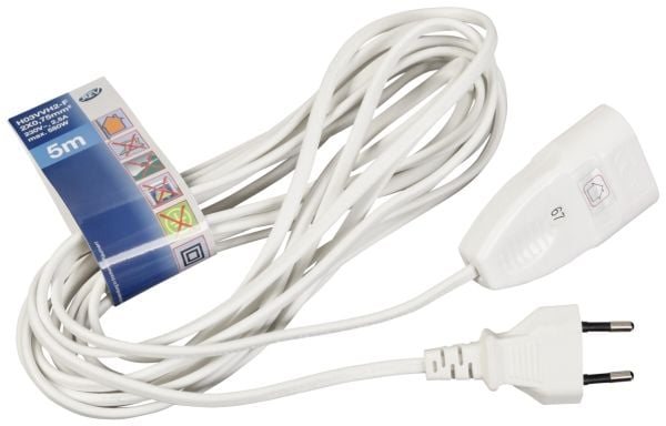 REV 00128016, 5 m, 250 V, 2,5 A, Valkoinen