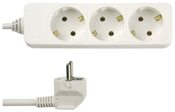 REV 512342555, 3 AC-utgångar, 250 V, 16 A, 3500 W, Vit, 1,4 m