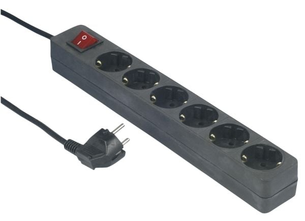 REV 0512380555, 6 AC-pistorasia(a), Sisätila, 1,5 mm², Musta, 250 V, 50 Hz