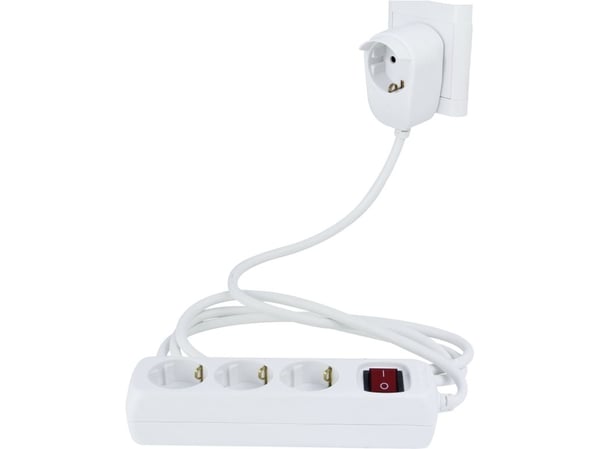 REV Powersplit - pistorasia - AC 230 V - 3500 Watt - lähtöliittimet: 4 (4 x Europlug) - 5 m johto - valkoinen - valkoinen