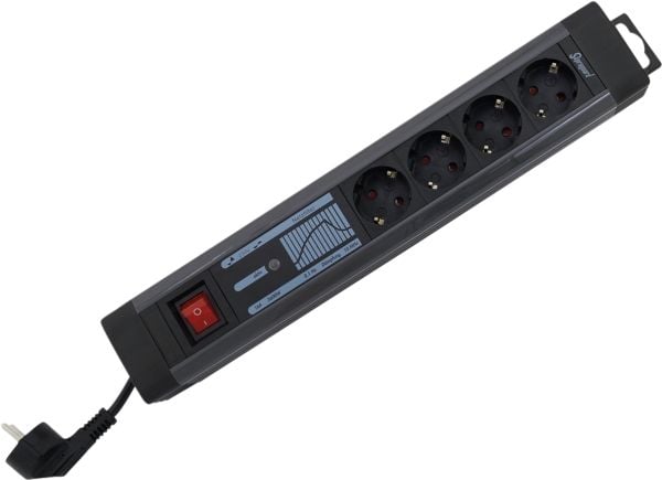 REV Supraguard - Överspänningsskydd - AC 250 V - 3500 Watt - utgångskontakter: 4 - 2.5 m sladd - svart, antracit