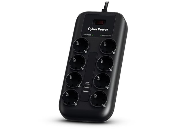 CyberPower Professional Series P0820SUF0-DE - Overspenningsavleder - AC 200 - 250 V - utgangskontakter: 8 - 1.8 m kabel - svart