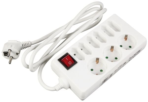 REV socket line, 9-fold, 1,4m, 1,4 m, 250 V, Valkoinen, 190 x 40 x 98 mm