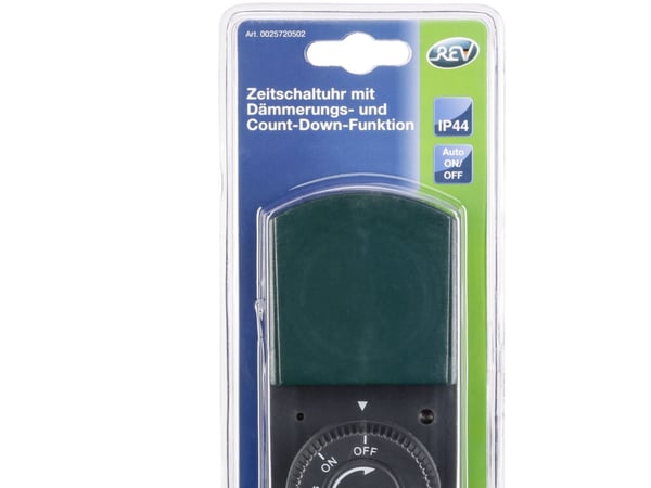 REV 25720502, Daglig timer, Svart, Grön, Digital, LED, Rotations-, IP44