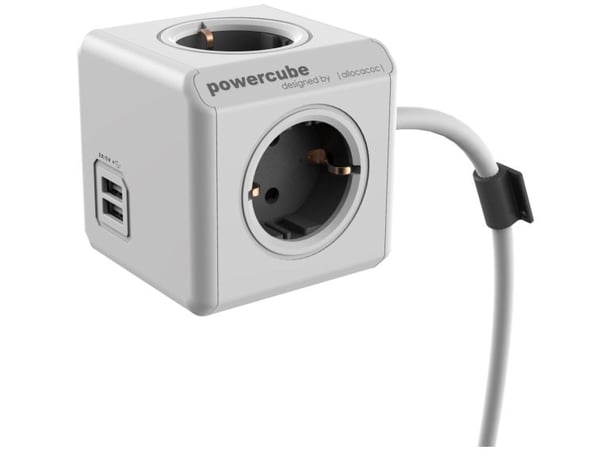 Allocacoc PowerCube extended usb - Virranjakoyksikkö - AC 220-240 V - lähtöliittimet: 4 (CEE 7/4) - 1,5 m - Saksa - hiilenharmaa - hiiliharmaa