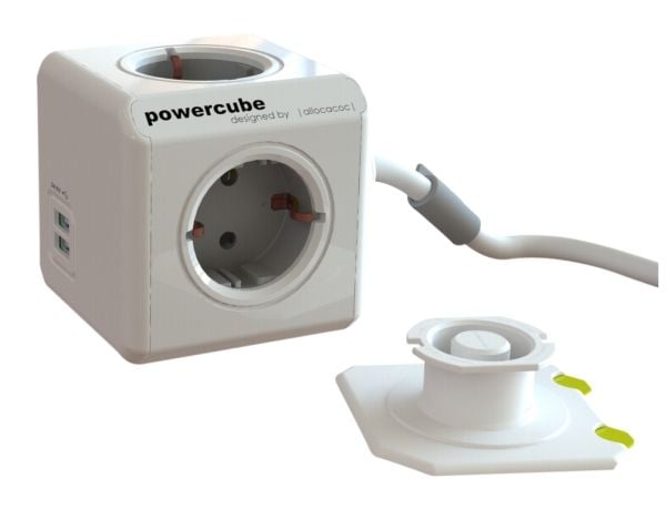 Allocacoc PowerCube extended usb - Virranjakoyksikkö - AC 220-240 V - lähtöliittimet: 4 (CEE 7/4) - 1,5 m - Saksa - hiilenharmaa - hiiliharmaa