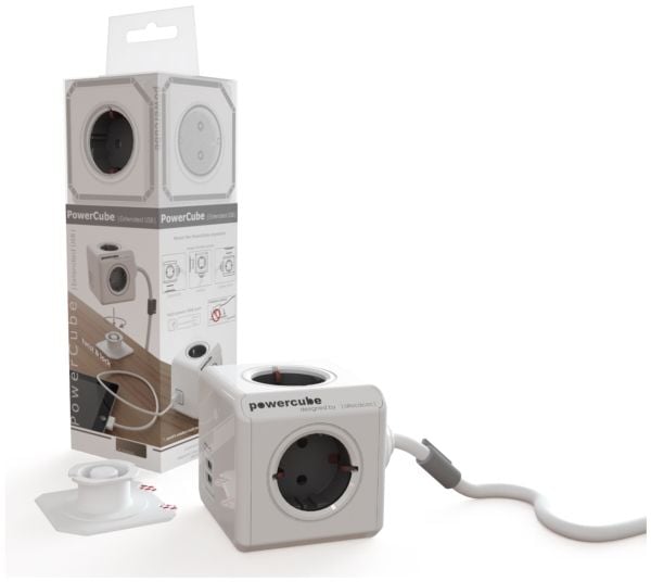 Allocacoc PowerCube extended usb - Virranjakoyksikkö - AC 220-240 V - lähtöliittimet: 4 (CEE 7/4) - 1,5 m - Saksa - hiilenharmaa - hiiliharmaa