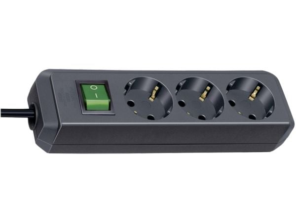brennenstuhl Eco-Line - Flerkoplingslist - utgangskontakter: 3 - 1.5 m kabel - svart