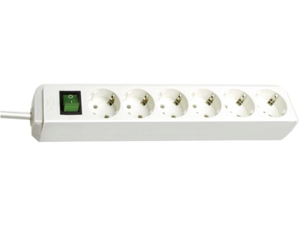 Brennenstuhl Eco, 1,5 m, Valkoinen, 6 AC-pistorasia(a), Valkoinen, 79 mm, 361 mm
