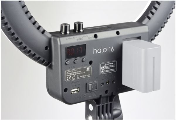 Nanlite Halo 16, LED, Hvit, 487 lx, 3200 K, 5600 K, Sort