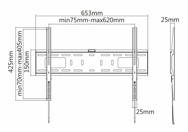 Reflecta PLANO Flat 70-6040 - Brakett - for flatpanel - svart - skjermstørrelse: 37"-70" - veggmonterbar