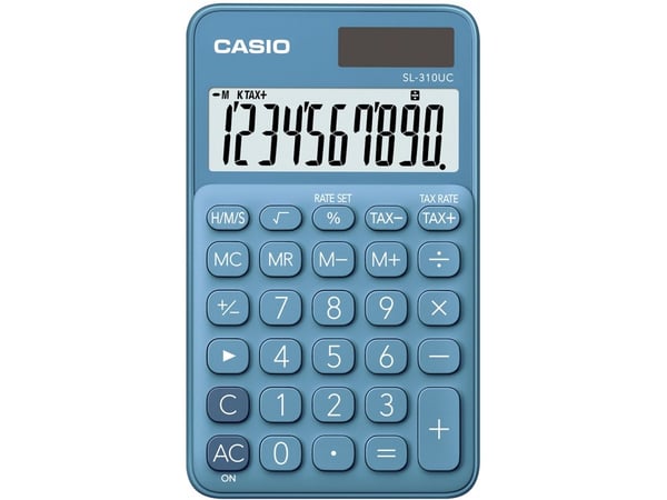 Casio SL-310UC - Fickkalkylator - 10 siffror - solcellspanel, batteri - blå