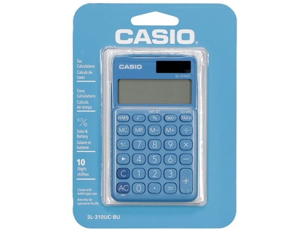 Casio SL-310UC - Fickkalkylator - 10 siffror - solcellspanel, batteri - blå