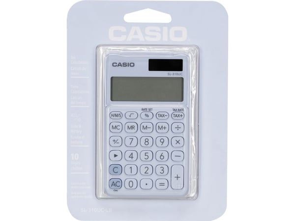 Casio SL-310UC-LB, Tasku, Perus, 10 lukua, 1 linjat, Akku/Aurinko, Sininen