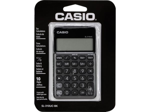 Casio SL-310UC - Kalkulator - 10 sifre - solcellepanel, batteri - svart