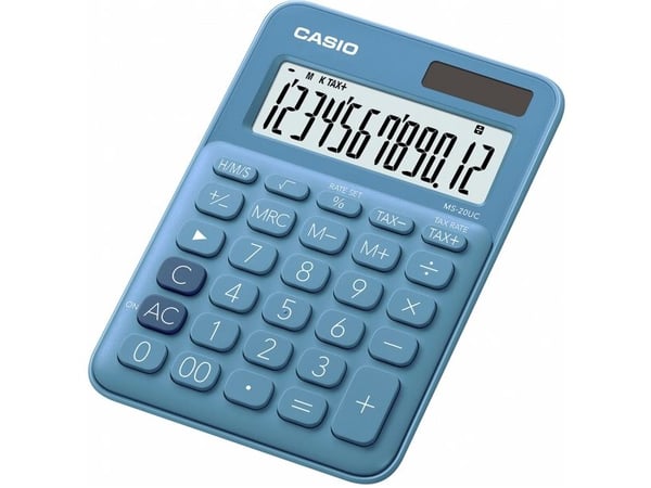 Casio MS-20UC - Skrivbordskalkylator - 12 siffror - solcellspanel, batteri - blå