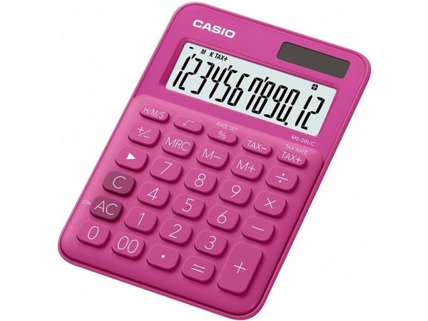 Casio MS-20UC - Skrivebordskalkulator - 12 sifre - solpanel, batteri - rød