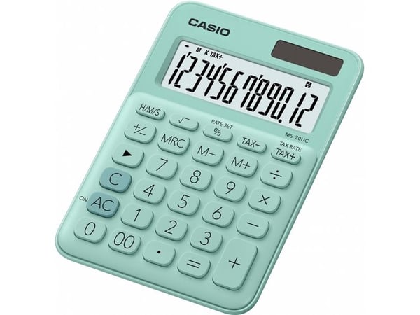 Casio MS-20UC - Skrivebordskalkulator - 12 sifre - solpanel, batteri - grønn