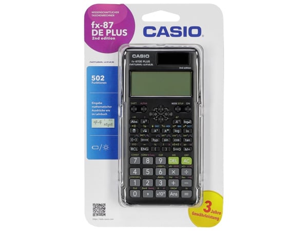 Casio FX-87DE Plus 2nd edition, Tasku, Funktiolaskin, 12 lukua, 10 linjat, Akku/Aurinko, Musta