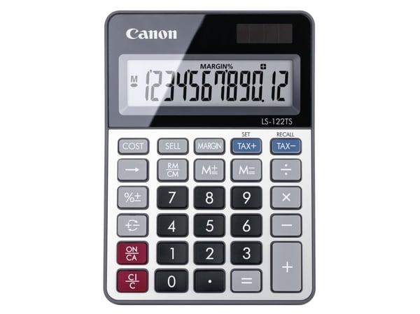Canon LS-122TS, Desktop, Skjerm, 12 sifre, Batteri/Solcelle, Grå