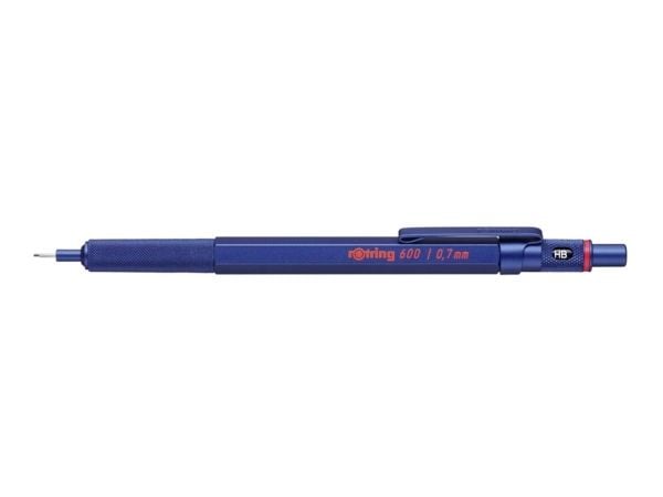 Rotring 600, Blå, Metall, HB, 0,7 mm, Sekskantet, Metall