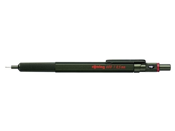 Rotring 600, Grønn, Metall, HB, 0,5 mm, Sekskantet, Metall