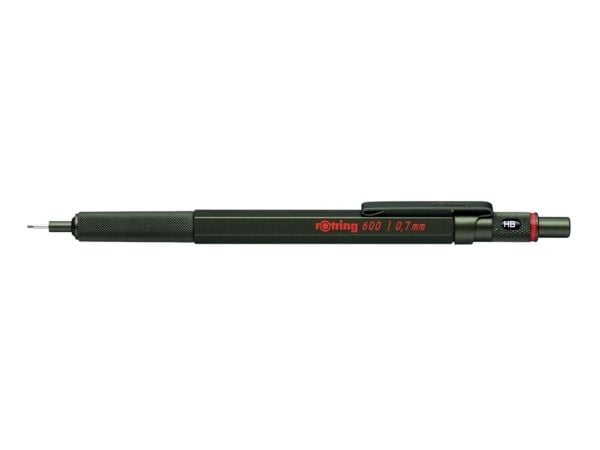 Rotring 600, Vihreä, Metalli, HB, 0,7 mm, Kahdeksankulmainen, Metalli