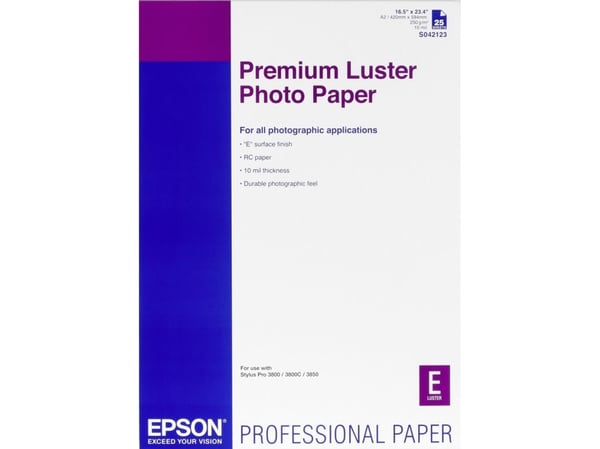 Epson Premium Luster Photo Paper - Glans - A2 (420 x 594 mm) 25 ark fotopapir - for SureColor P5000, SC-P7500, P900, P9500, T2100, T3100, T3400, T3...