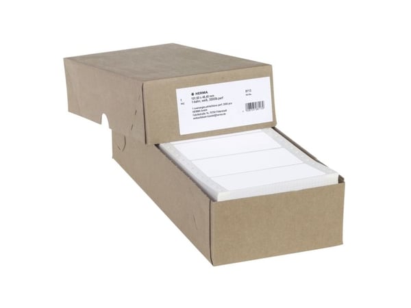 HERMA Computer labels - Papir - matt - permanent selv-adhesiv - perforert - hvit - 101.6 x 48.4 mm 3000 etikett(er) sammenhengde siksakfoldede etik...