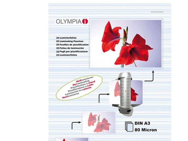 Olympia lamineringsfolier DIN A3, 25 stk 80 mic